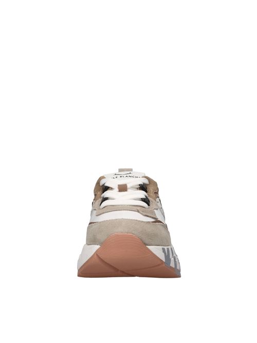 Sneakers in camoscio tessuto e borchie VOILE BLANCHE | CLUB105BEIGE CHIARO-BIANCO